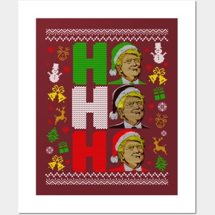 Trump Santa Claus Ho Ho Ho Ugly Christmas Sweater Posters and Art